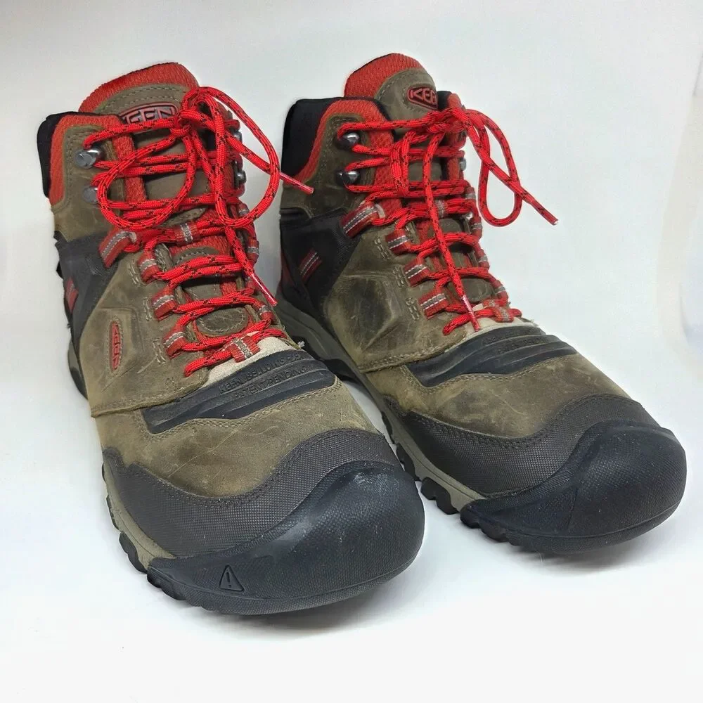 KEEN Ridge Flex Mid Waterproof Hiking Boots Dark Olive  Mens Size 14 Wide